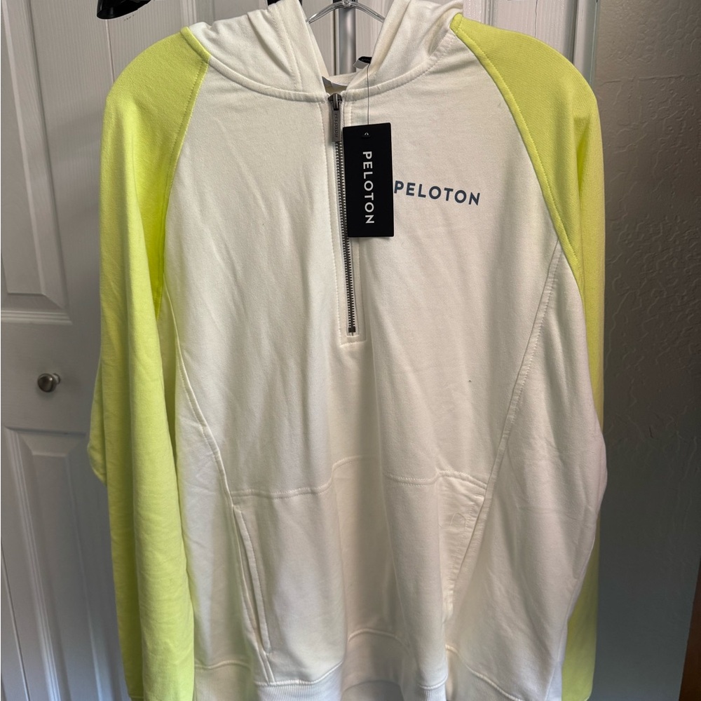 Peloton White and Yellow Raglan Pullover